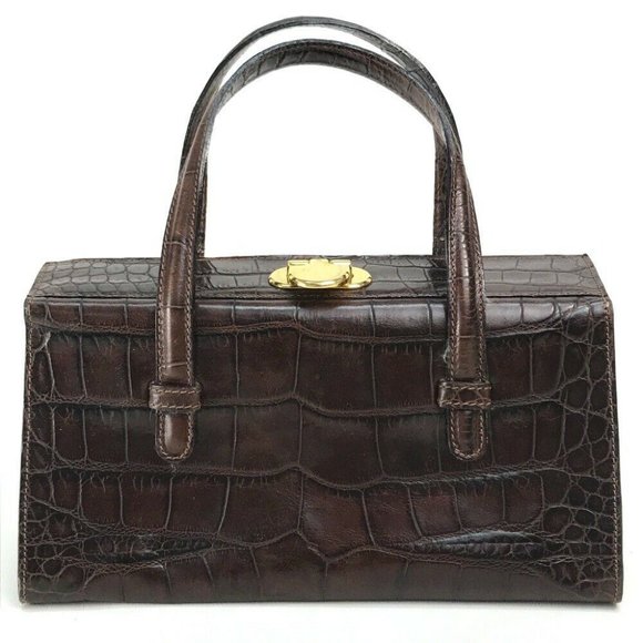 Furla Handbags - Authentic FURLA Embossing Mini bag Tote Bag Embossed Leather Brown/GoldHardware
